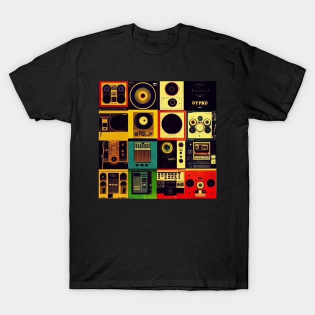 Records Tile T-Shirt by orange-teal